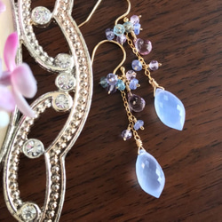 K14GF Natural Blue Chalcedony Earrings 第2張的照片