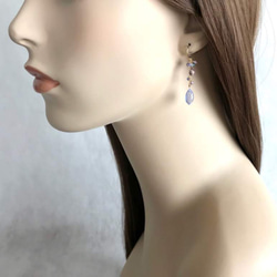 K14GF Natural Blue Chalcedony Earrings 第5張的照片