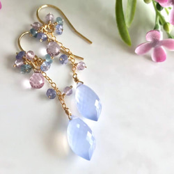 K14GF Natural Blue Chalcedony Earrings 第7張的照片