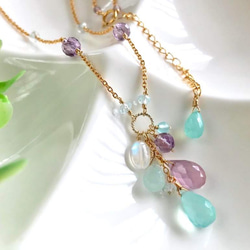 K14GF Sea Blue & Lavender Chalcedony Necklace 第8張的照片