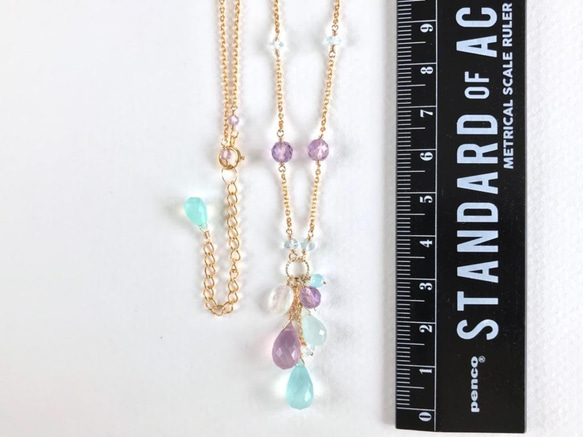 K14GF Sea Blue & Lavender Chalcedony Necklace 第5張的照片