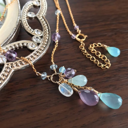 K14GF Sea Blue & Lavender Chalcedony Necklace 第7張的照片