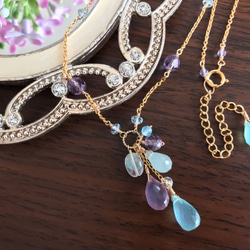 K14GF Sea Blue & Lavender Chalcedony Necklace 第9張的照片