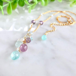 K14GF Sea Blue & Lavender Chalcedony Necklace 第10張的照片