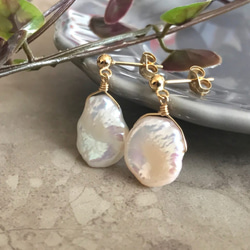 K14GF Keshi Pearl earrings 第3張的照片