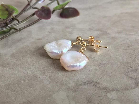 K14GF Keshi Pearl earrings 第8張的照片