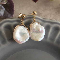 K14GF Keshi Pearl earrings 第9張的照片