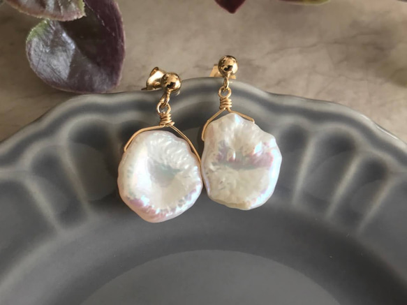 K14GF Keshi Pearl earrings 第9張的照片