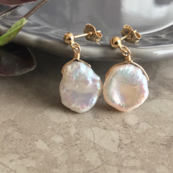 K14GF Keshi Pearl earrings 第10張的照片