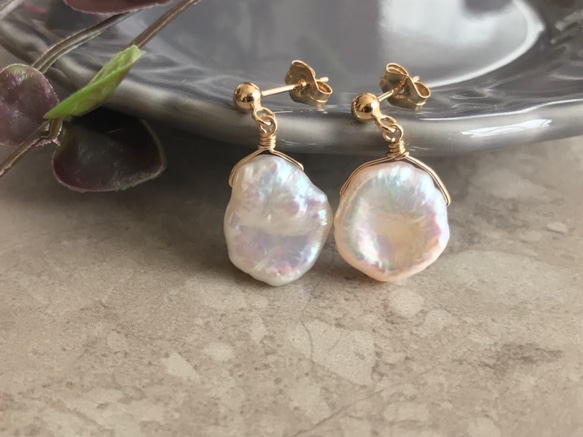 K14GF Keshi Pearl earrings 第10張的照片