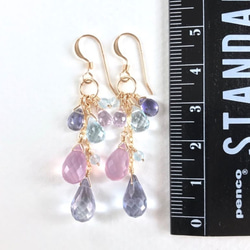 K14GF Mystic quartz & Lavender Chalcedony Earrings 第4張的照片