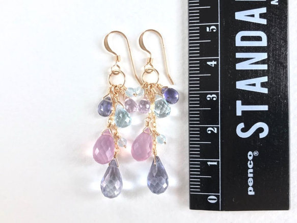 K14GF Mystic quartz & Lavender Chalcedony Earrings 第4張的照片