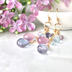 K14GF Mystic quartz & Lavender Chalcedony Earrings 第9張的照片