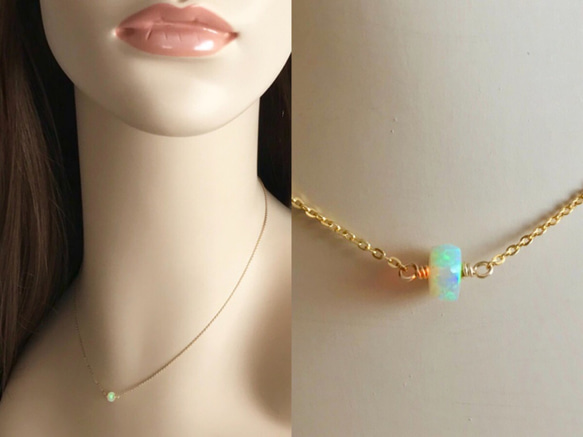 K14GF Precious Opal Necklace 第5張的照片