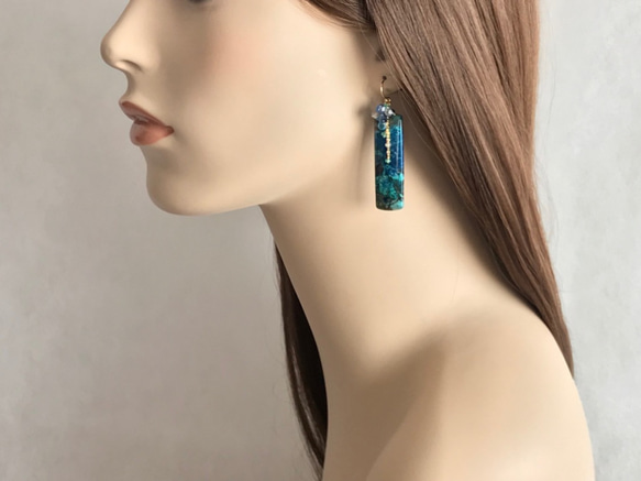 K14GF Chrysocolla earrings 第5張的照片