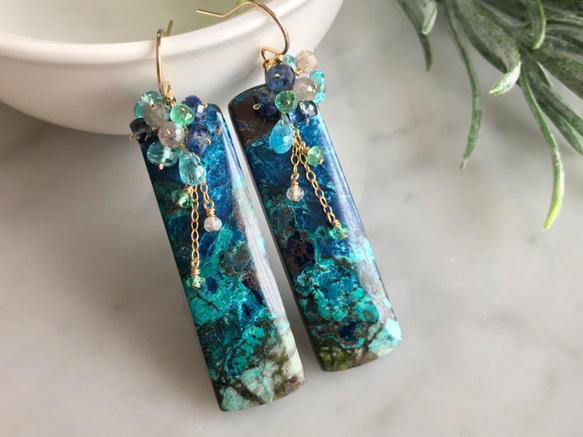 K14GF Chrysocolla earrings 第7張的照片