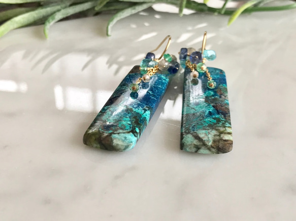 K14GF Chrysocolla earrings 第9張的照片