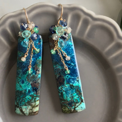 K14GF Chrysocolla earrings 第10張的照片