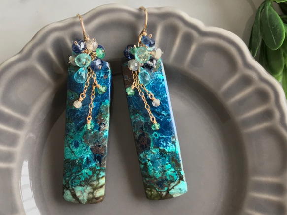 K14GF Chrysocolla earrings 第10張的照片