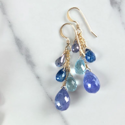 K14GF Big tanzanite and four stone Earrings 第1張的照片