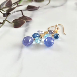 K14GF Big tanzanite and four stone Earrings 第3張的照片