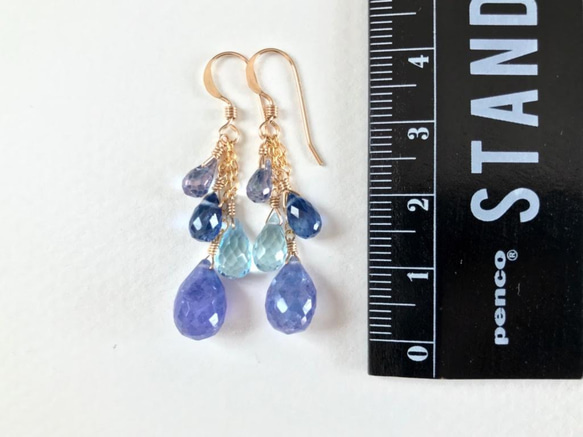 K14GF Big tanzanite and four stone Earrings 第4張的照片