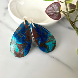 K14GF Big Chrysocolla Earrings 第9張的照片