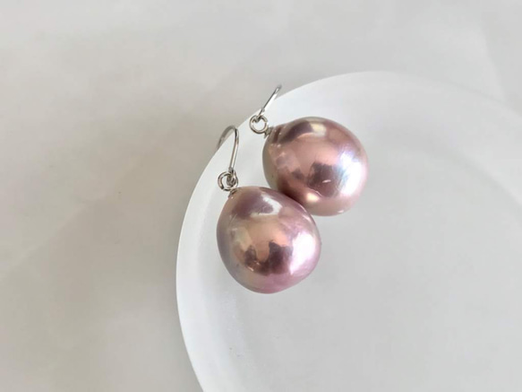 Pt900 Edison Baroque Pearl Hook Earrings 第6張的照片