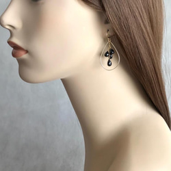 K14GF black Spinel earring 第5張的照片