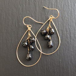 K14GF black Spinel earring 第8張的照片