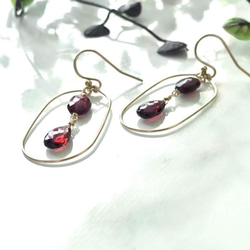 K14GF Garnet earring 第3張的照片