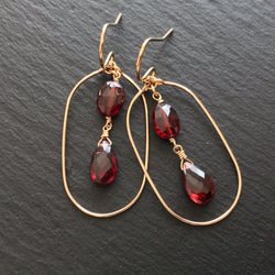 K14GF Garnet earring 第8張的照片