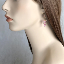 K14GF Pink Topaz and Pink Gemstone Earrings 第5張的照片