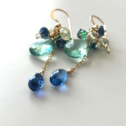 K14GF Green Fluorite and Kyanite Earrings 第9張的照片