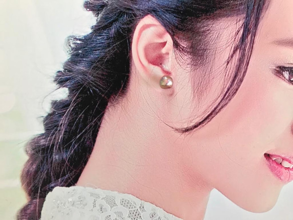 K14GF Edison Baroque Pearl Stud Earrings B 第5張的照片