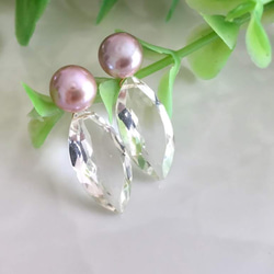 K14GF Freshwater pearl and crystal earrings 第1張的照片