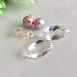 K14GF Freshwater pearl and crystal earrings 第2張的照片
