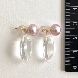 K14GF Freshwater pearl and crystal earrings 第5張的照片