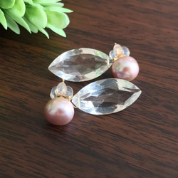 K14GF Freshwater pearl and crystal earrings 第7張的照片