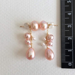 K14GF Cherry Blossom Freshwater Pearl 2way Stud Earrings 第4張的照片