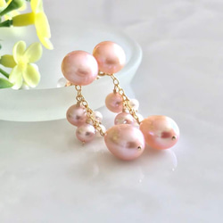 K14GF Cherry Blossom Freshwater Pearl 2way Stud Earrings 第9張的照片