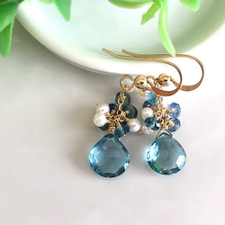 K14GF London Blue Topaz and Kyanite, Pearl Earrings 第10張的照片