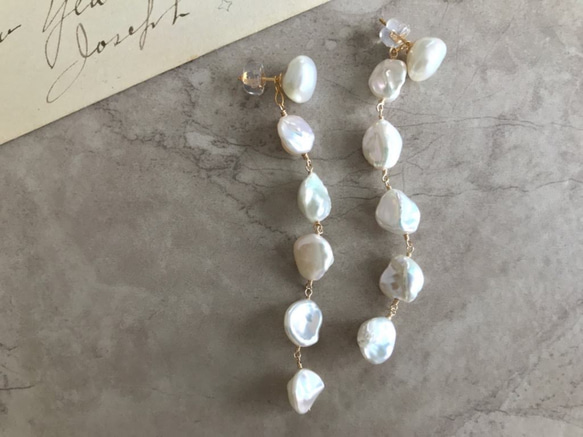 K14GF Baroque Pearl 2way Earrings 第1張的照片