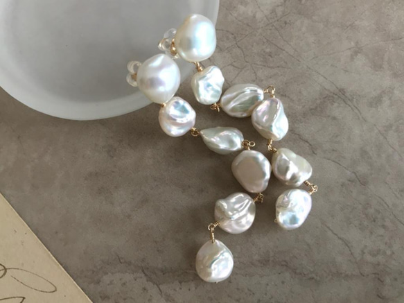 K14GF Baroque Pearl 2way Earrings 第6張的照片