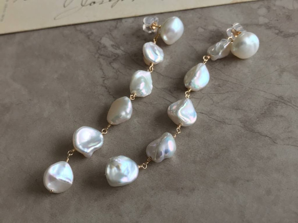 K14GF Baroque Pearl 2way Earrings 第9張的照片