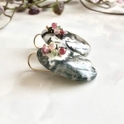 K14GF Moss Agate and Tourmaline Earrings 第2張的照片