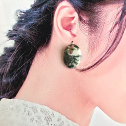 K14GF Moss Agate and Tourmaline Earrings 第5張的照片