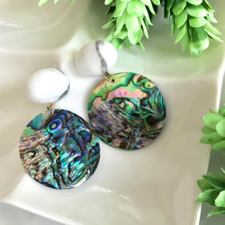 K14GF Howlite and abalone shell Earrings 第6張的照片