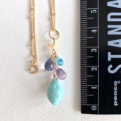 K14GF Larimar and pink amethyst pendant top 第4張的照片