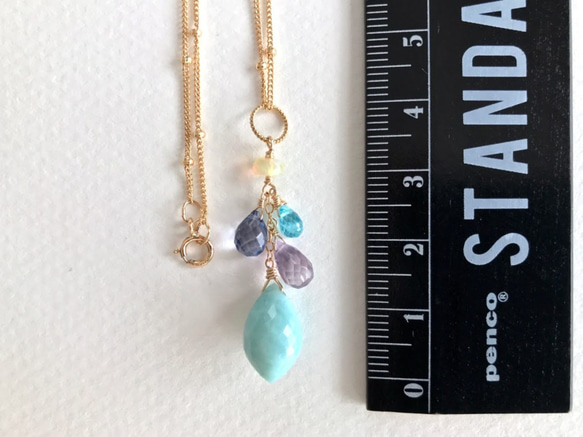 K14GF Larimar and pink amethyst pendant top 第4張的照片